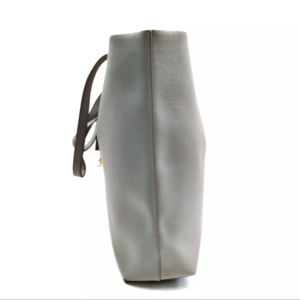 Pre-Owned YVES SAINT LAURENT Toy Supple Leather Shopping Tote Bag Gray - Picture 3 of 9